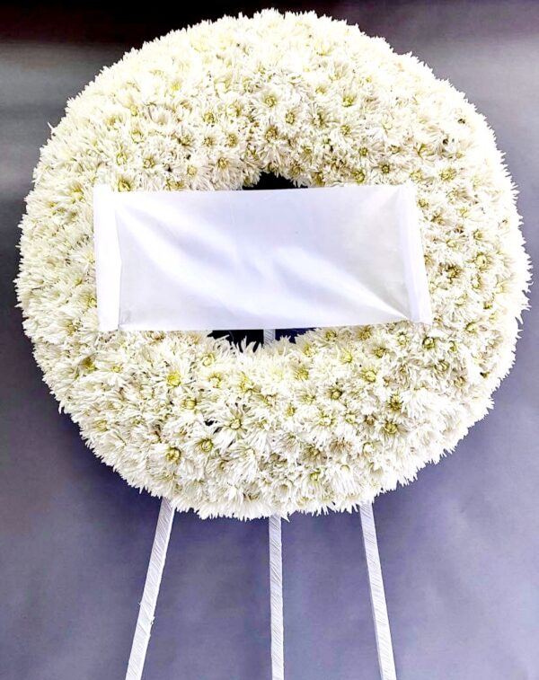 Στεφάνι κηδείας τρίποδο σε σχήμα ρόδας